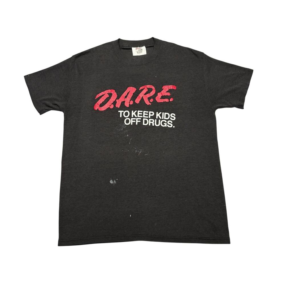Vintage 90s DARE To Keep Kids Off Drugs Shirt Men's Large Single Stitch Splatter